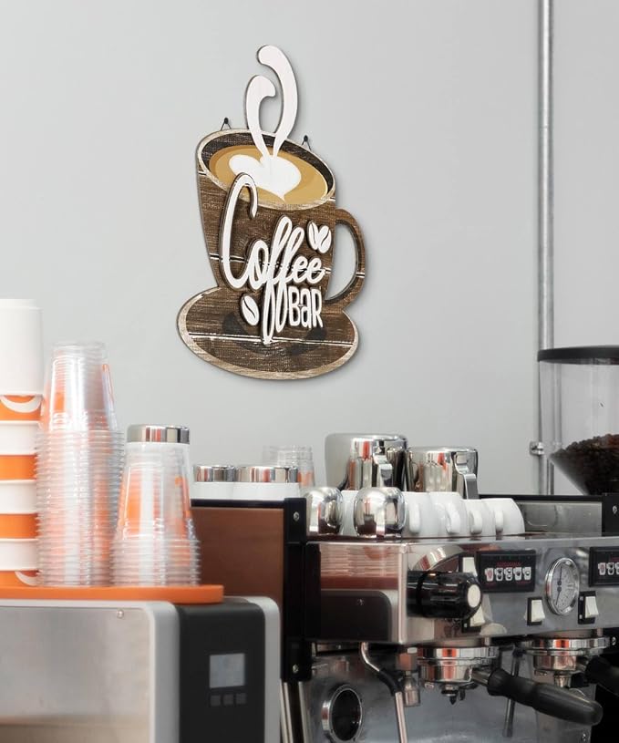 Putuo Decor Coffee Bar Wall Art, Double-Layer Coffee Cup Sign - Image 4