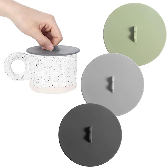 3 Pcs Silicone Cup Lids for Mugs Colored Universal Cup Covers Reusable Mug by Bremorou
