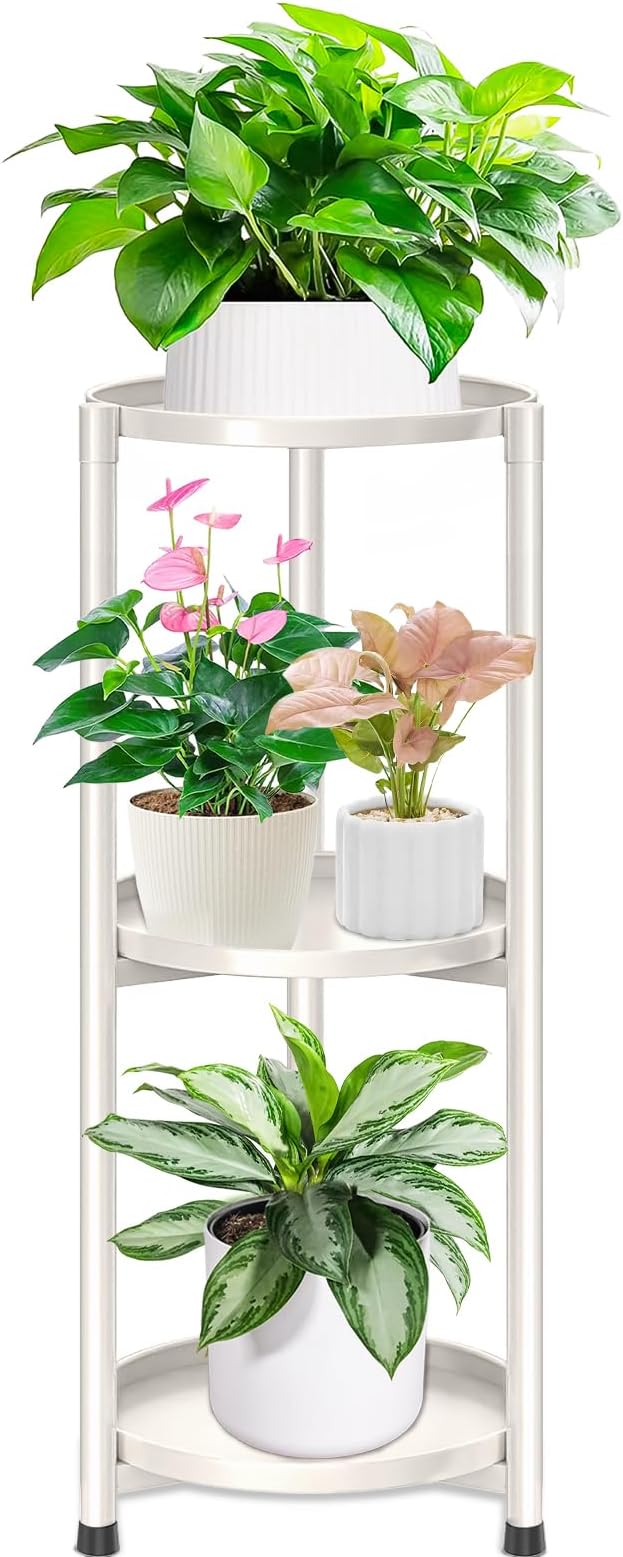3 Tier Metal Plant Stand Indoor, Corner Tiered Round Plant Stand by KHayRovies
