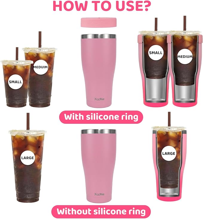 Universal Iced Coffee Sleeve, 32oz Stainless Steel Insulator Fits 16-32oz - Image 2