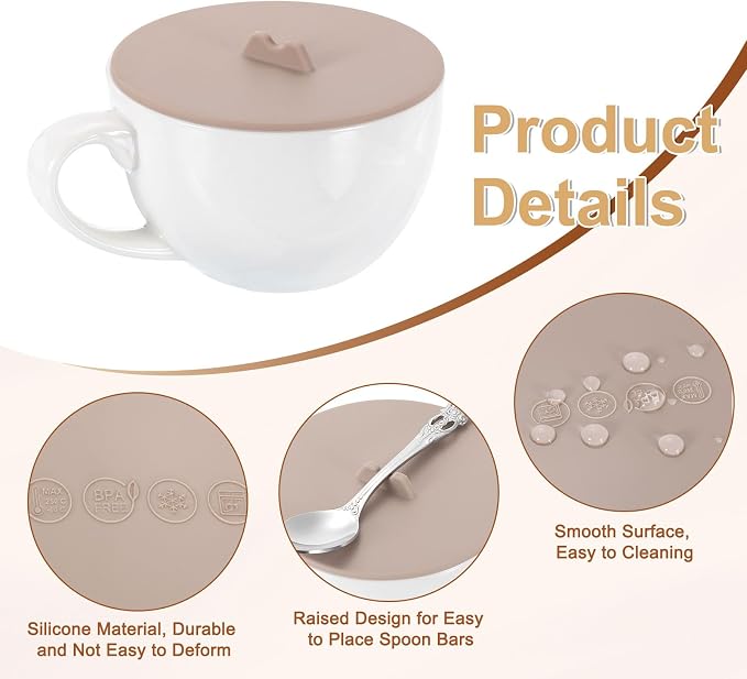 uxcell Silicone Cup Lids, Reusable Anti-Dust Tight Seal Silicone Mugs Cover - Image 3