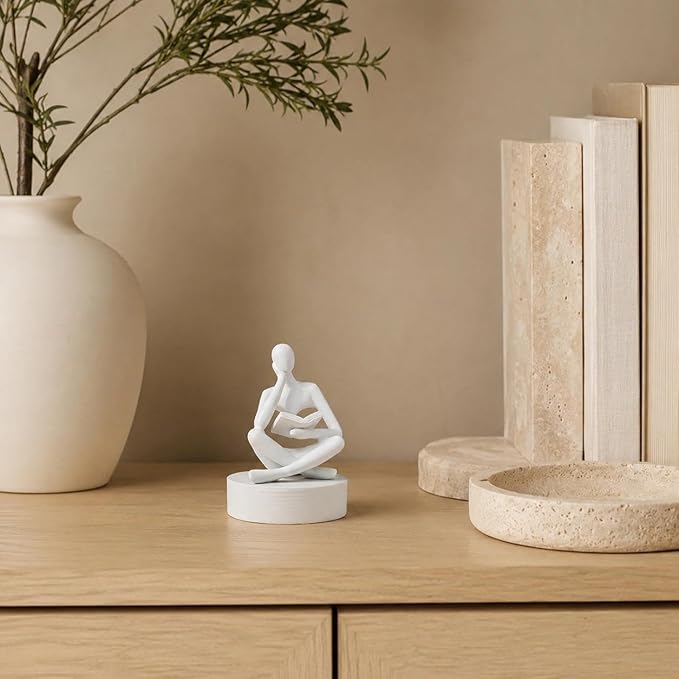 Bookshelf Decor Thinker Statue, Resin Decorative Bookend - Image 4