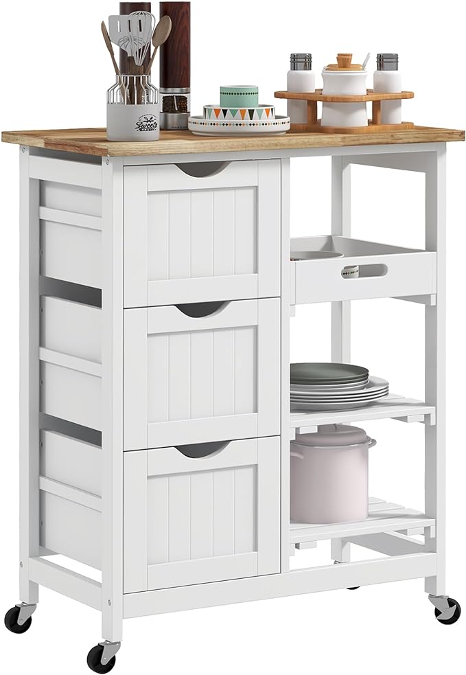 HOMCOM Rolling Kitchen Island Cart, Bar Serving Cart, Compact Trolley on Wheels by HOMCOM