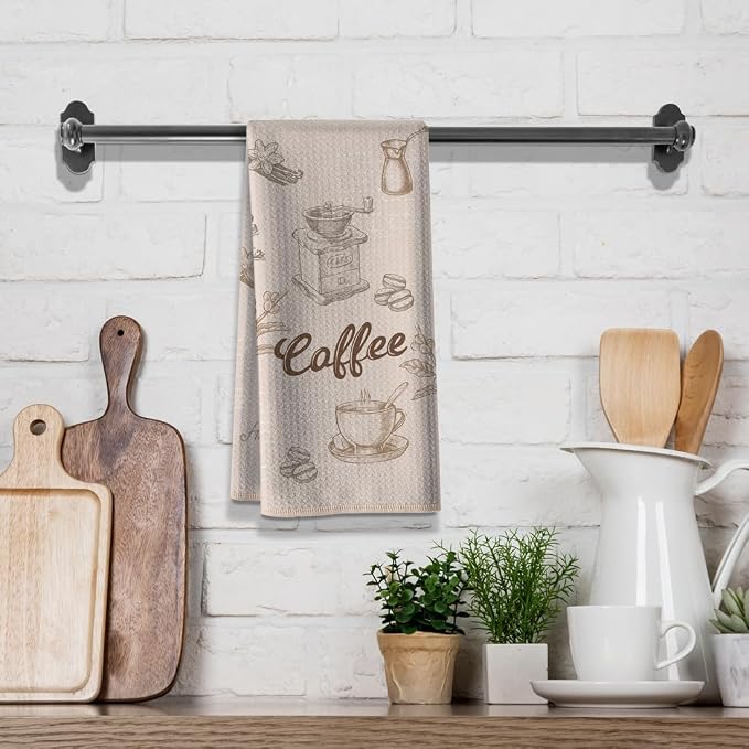 Coffee Themed Kitchen Towels-Funny Joked Absorbent Drying Hand Towel Bar - Image 3