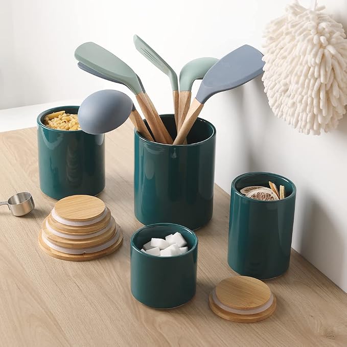 Sweejar Kitchen Canisters Ceramic Food Storage Jar Set, Stackable Containers - Image 5