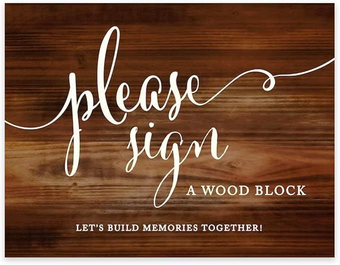 Andaz Press Wedding Party Signs, Rustic Wood Print, 8.5x11-inch, Please Sign a by AndazPress