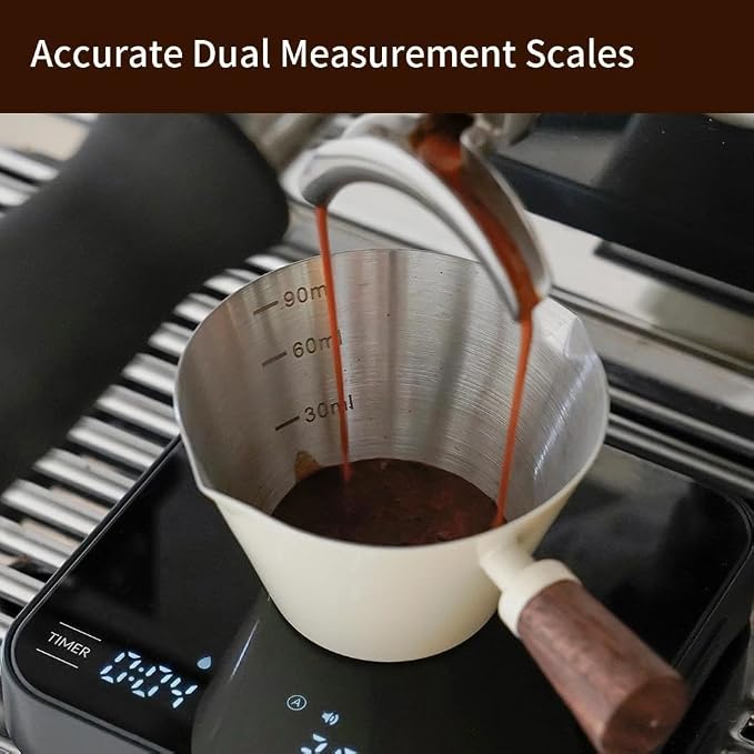 watchget Stainless Steel Espresso Cups, Double Spout & Dual Scale Measuring Cup - Image 4