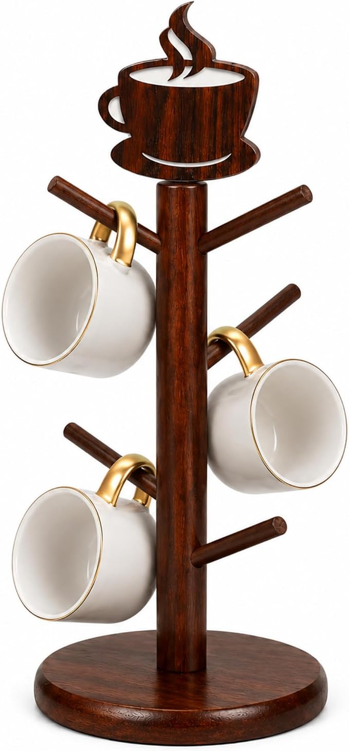 Geelin Coffee Mug Tree Holder 6 Hooks by Geelin