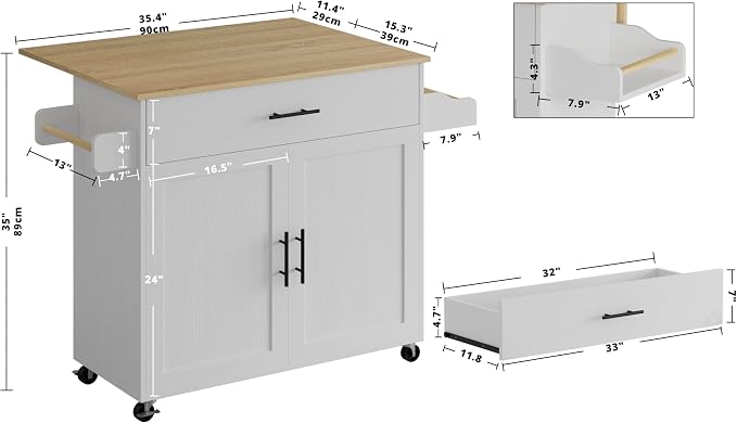 IRONCK Rolling Kitchen Island Table on Wheels - Image 5