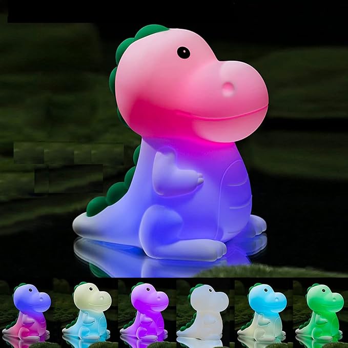 Dinosaur Night Light Adults Kids, LED Dimmable Animal Silicone Sleep Night Lamp - Image 8