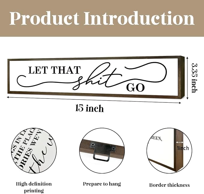 Funny Bathroom Sign – Rustic Wooden Plaque - Image 2