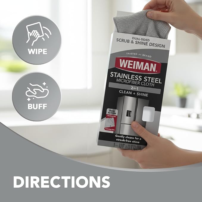 Weiman Microfiber Cloth for Stainless Steel, Safely Traps and Removes Dirt - Image 7