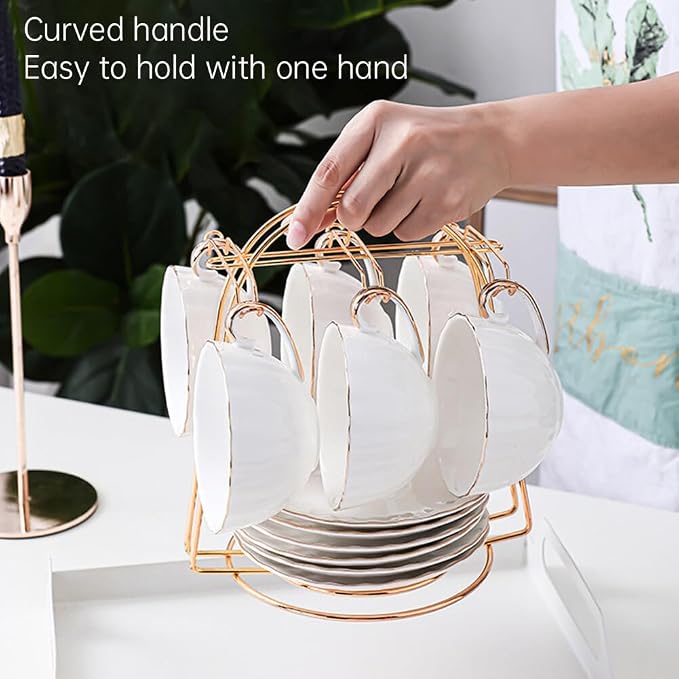 Eforcase Tea Cup and Saucer Display Stand Holder Rack Metal Cup Saucer Holder - Image 9