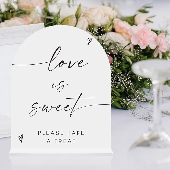 Love Is Sweet Take A Treat Acrylic Sign, Dessert Bar Dessert Table Sign - Image 6