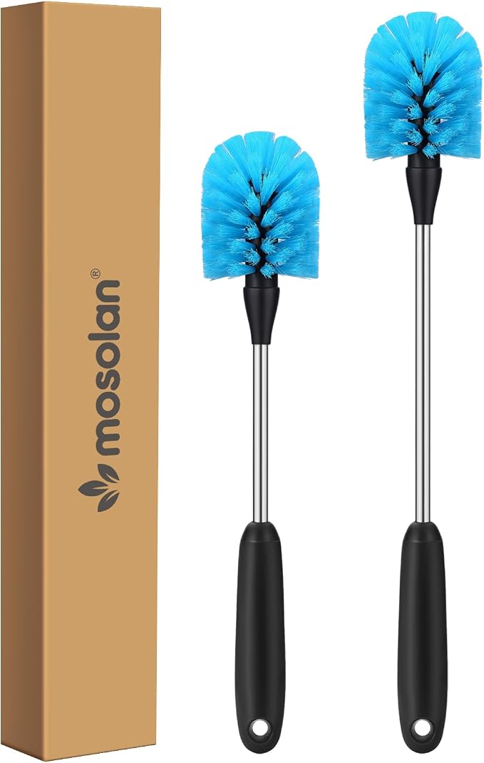 MOSOLAN Stainless Steel Water Bottle Brush, Long Handle Scrubbing Brush by mosolan