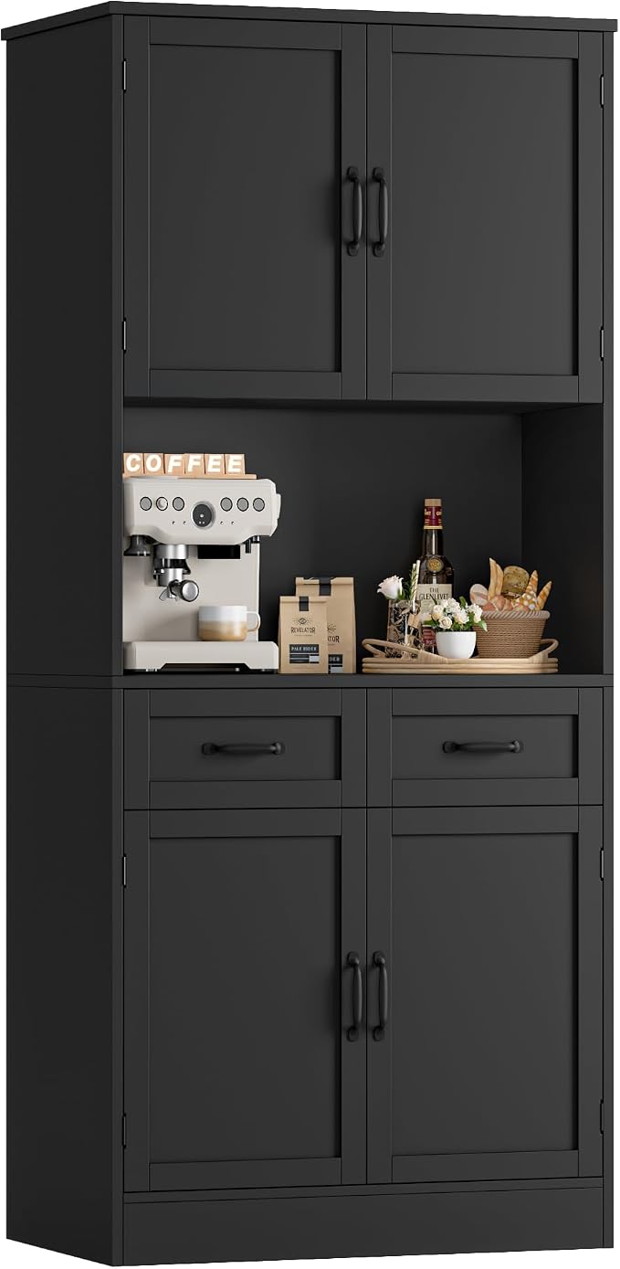 HOSTACK 71“ Tall Kitchen Pantry Storage Cabinet, Modern Kitchen Hutch Bar by HOSTACK