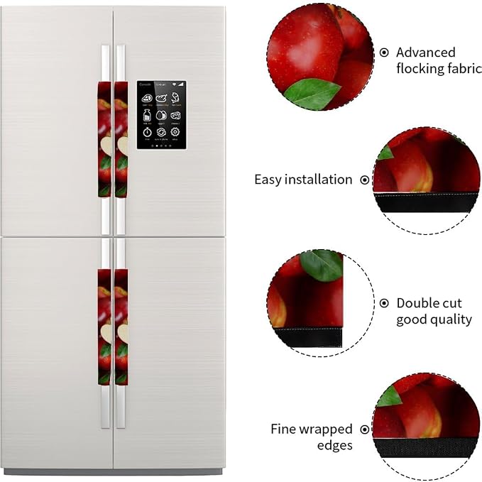 Red Fresh Fruit Apples Refrigerator Door Handle Cover, Kitchen Decor Door - Image 5