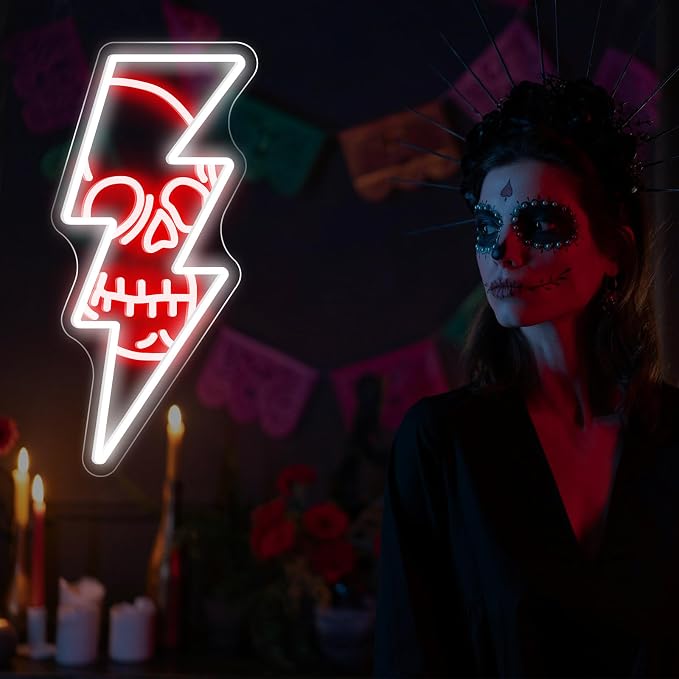 Lightning Skull Neon Sign - Image 7