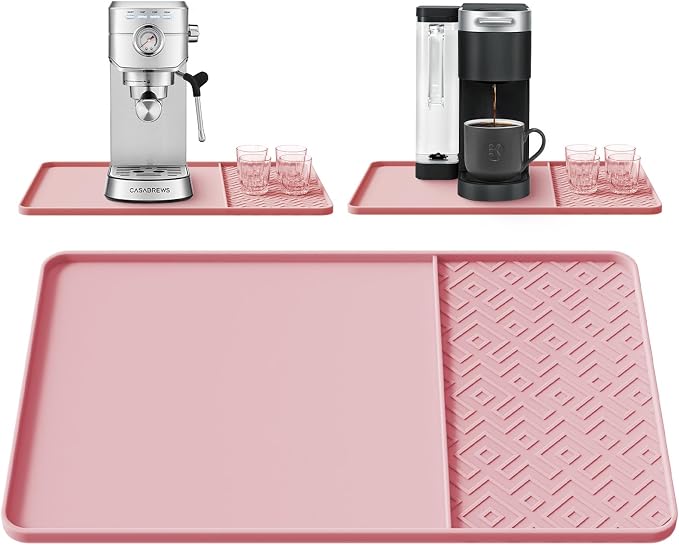 Silicone Coffee Mat with Raised Edges 19" x 12" – Waterproof Countertop Mat by EWX