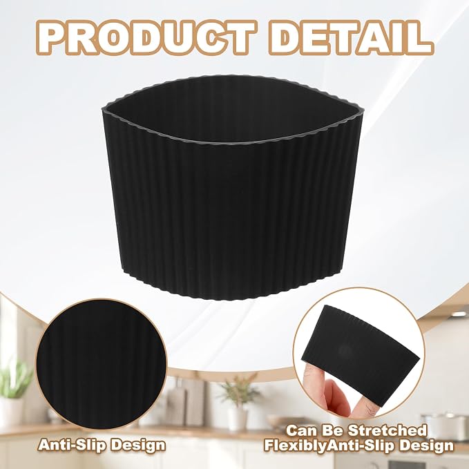 uxcell 6Pack Coffee Cup Sleeves, Reusable Silicone Heat Resistant Cup - Image 3