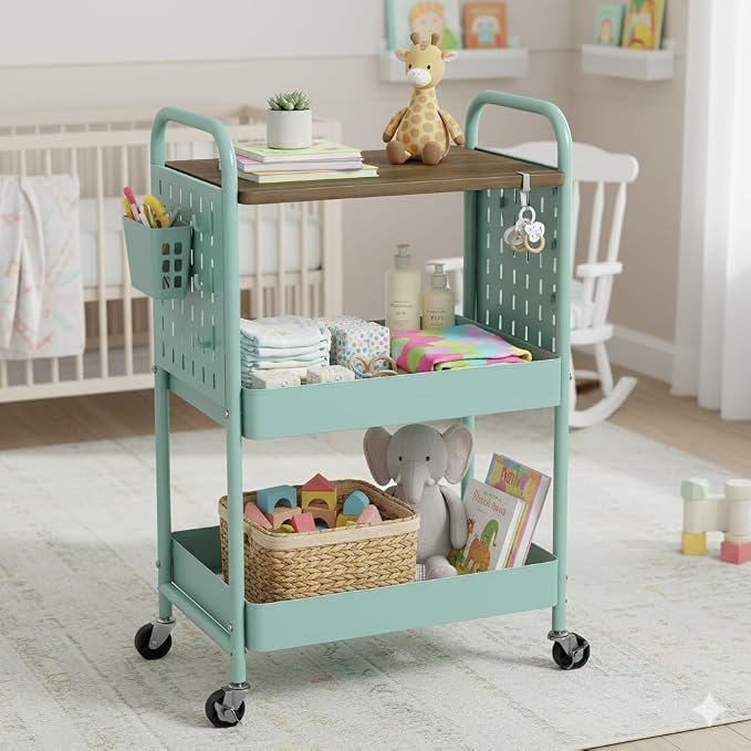 danpinera 3 Tier Rolling Cart, Metal Storage Cart - Image 7