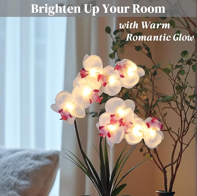 HOMESEASONS Orchid Lamp-LED Lighted Orchid Arrangements, Pre Lit Artificial - Image 2