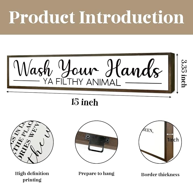 Funny Bathroom Sign, Wash Your Hands Ya Filthy Animal, Wash Hands Gift - Image 2