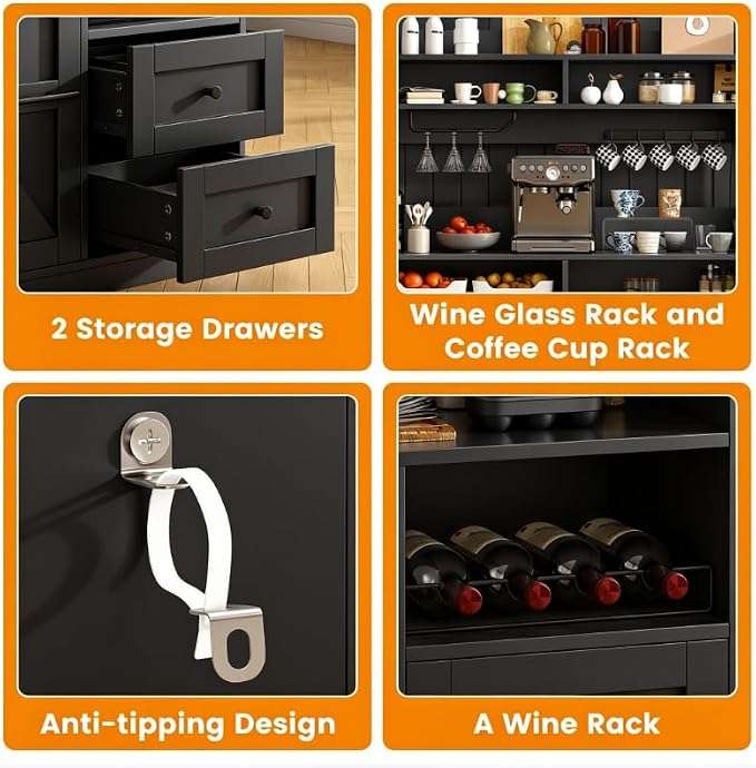 VVFLU Hutch Storage Buffet Cabinet - Image 8