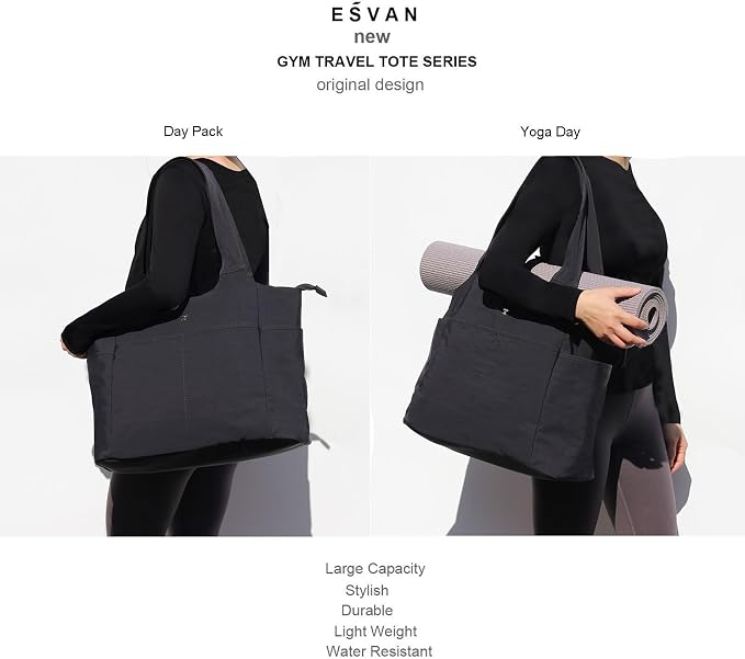 ESVAN Yoga Tote Bag Mat bag Women Shoulder Bags Carryall Tote - Image 5