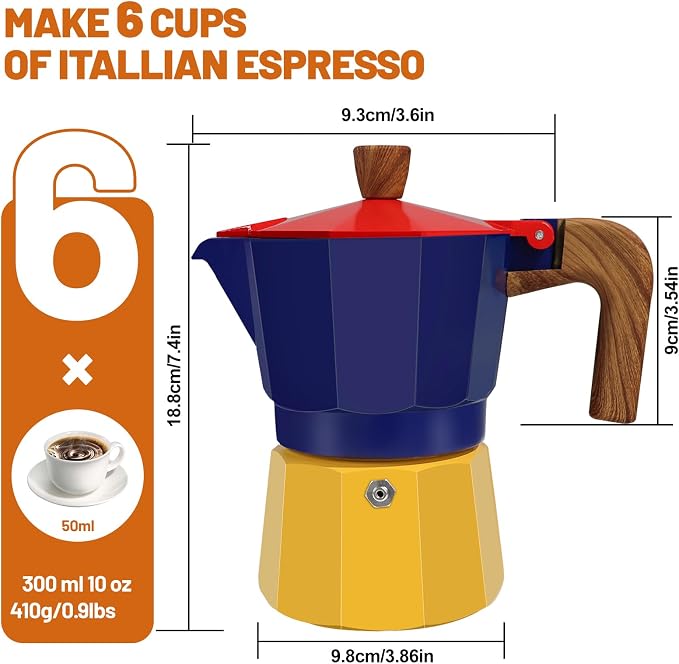 6 Cup Aluminum Espresso Stovetop Moka Pot Express Coffee Maker Percolator - Image 2