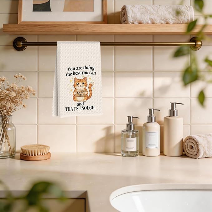 Inspirational Cat Kitchen Towels 24x14 Inch, Encouraging Orange Cat Gifts - Image 4