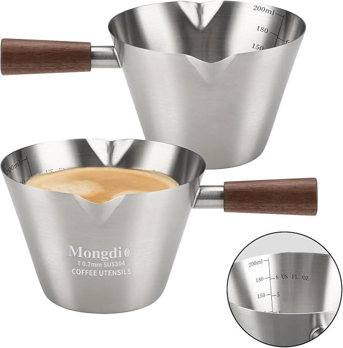 Mongdio 2 Pcs Espresso Measuring Cup, Stainless Steel Espresso Shot Cups by Mongdio