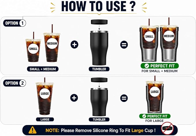 Universal Iced Coffee Sleeve, 30oz Stainless Steel Insulated Tumbler, Reusable - Image 2