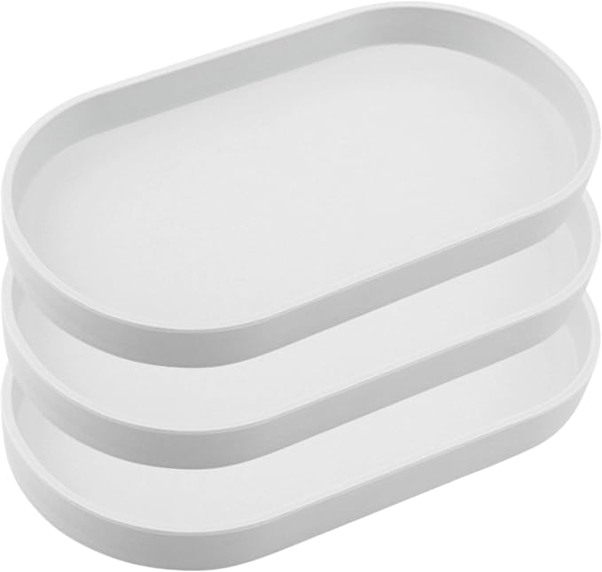 White Small Tray, 3 Pack Oval Tray | by VCREATC-VCREATEFORCUSTOMER
