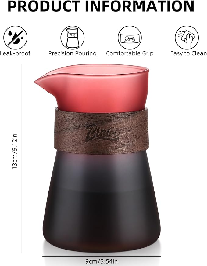 Glass Coffee Carafe with Wood Heat-Resistant Loop, 16oz Glass Coffee Server - Image 4
