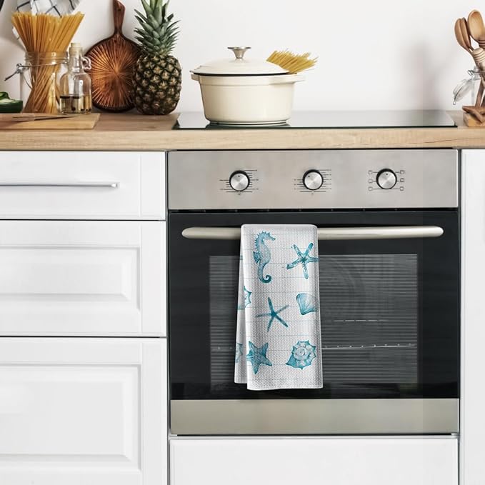 Kitchen Towels for Women-Funny Joked Starfish Seahorse Scallop Ocean Themed - Image 2