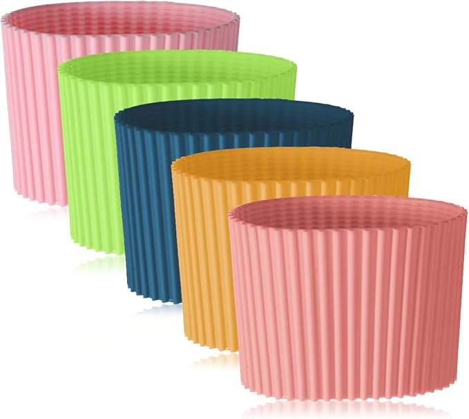 5Pcs Silicone Cup Sleeves for Hot Drinks Silicone Coffee Cup Sleeves Reusable by Unknown