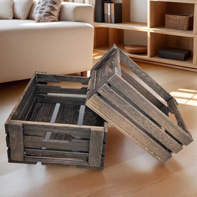 ARTAWEIN Set of 2 Rustic Wooden Crates - Image 7