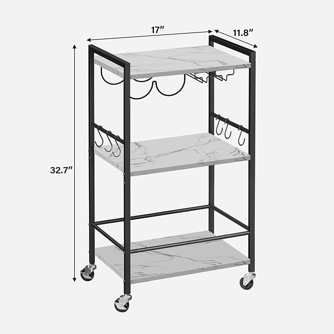 TUTOTAK Bar Cart, Home Bar Serving Cart, Small Wine Cart - Image 7