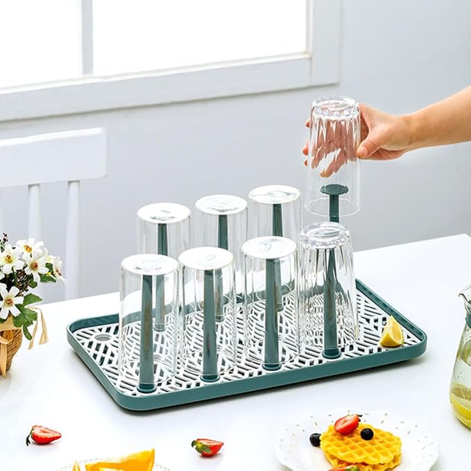 Veemoon Dishes Drying Rack Cup Drain Tray Mug Drainboard: Glass Drying Tray Mug - Image 2