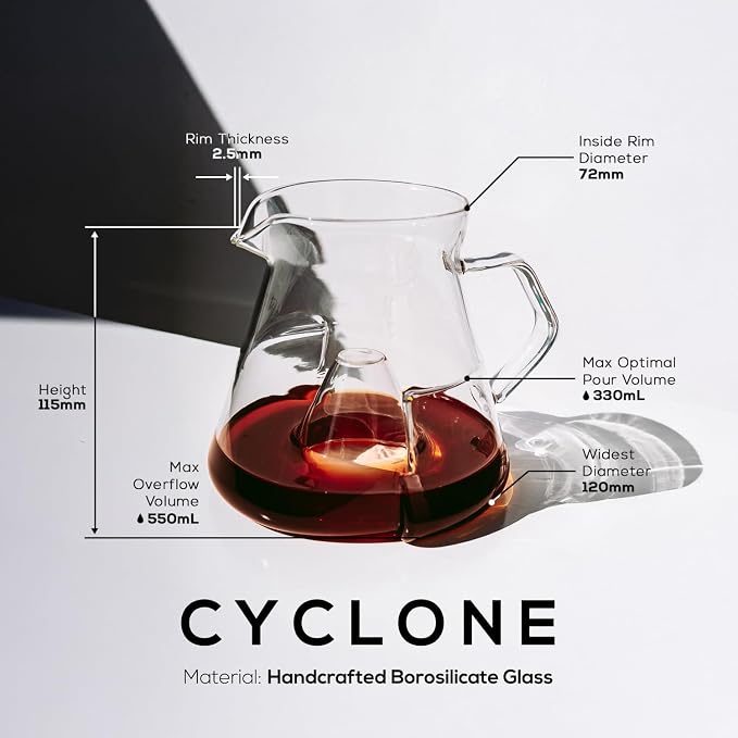 AVENSI WAVE - COFFEE - CYCLONE Sensory Carafe - Glass - 1 piece - No Cork Lid - Image 5