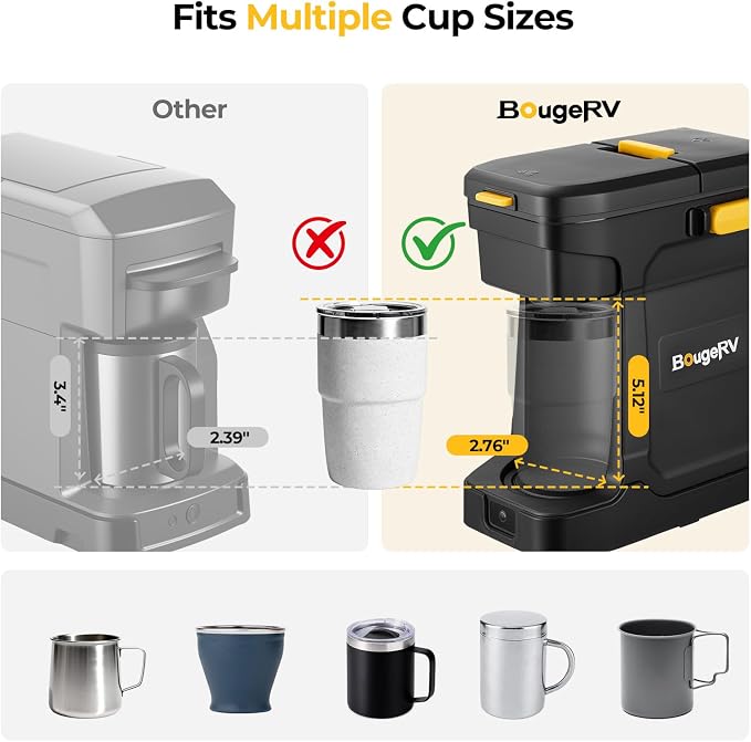 BougeRV Coffee Maker with 18V 8Ah Battery Powered Compatible with K Cup Coffee - Image 5