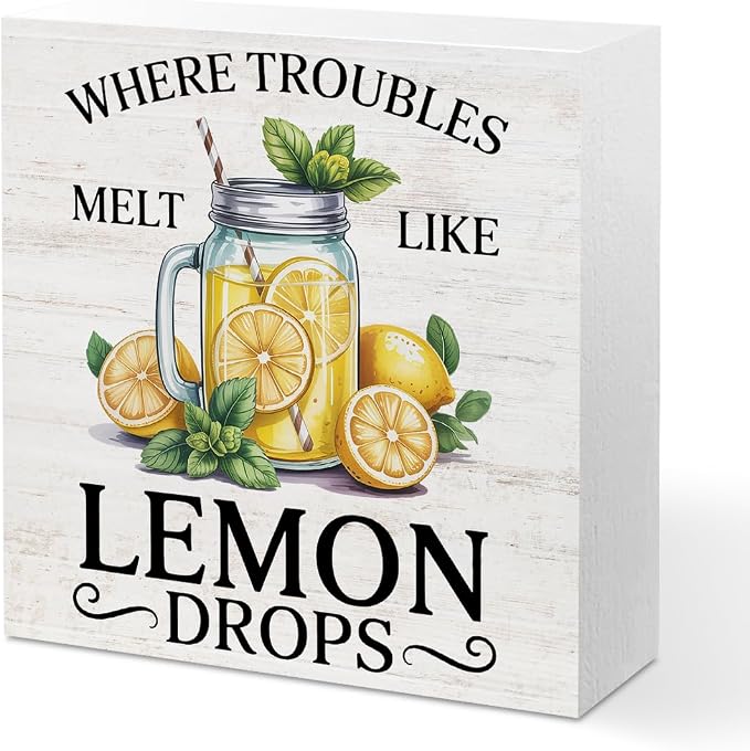 Lemon Themed Gifts Wood Box Sign by Unknown