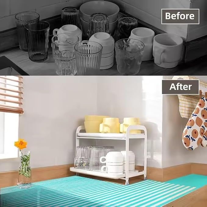 Mug Organizer for Cabinet, Double-Wall Glass Cup Drying Tack, Coffee Mug Holde - Image 3