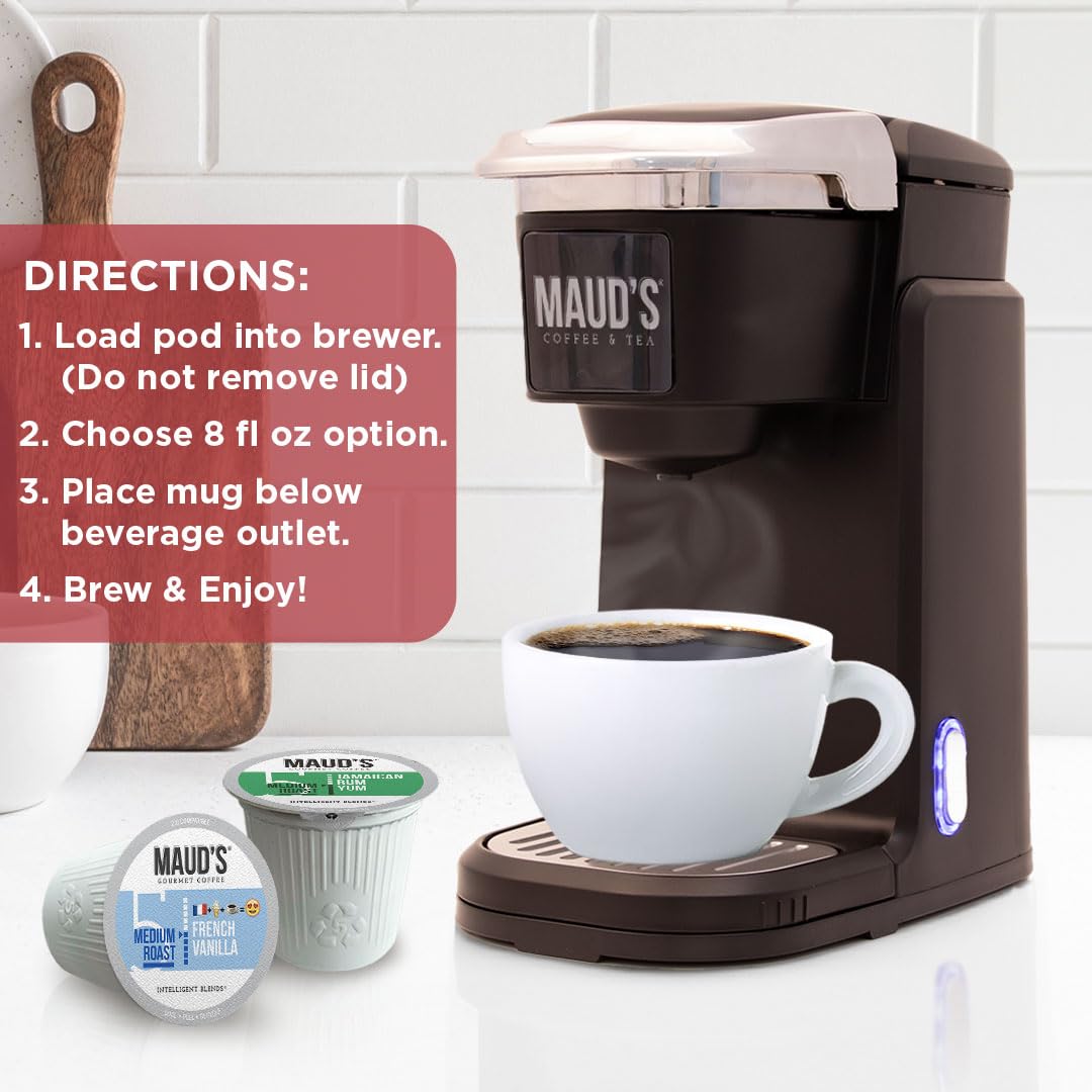 Maud's Flavored Coffee Pods Variety Pack, 40 ct, 9 Assorted Flavors, Medium Roast Flavored Coffee in Recyclable Single Serve Pods – 100% Arabica Beans, Compatible with Keurig K Cups Maker