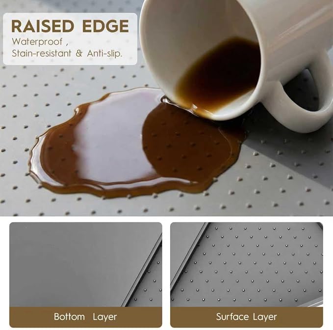 Coffee Mat with Raised Edges, 11.5”x18.6” Silicone Bar Mats - Image 3
