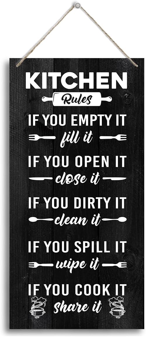 J2 Farmhouse Rustic Kitchen Sign, Hanging Printed Wooden Plaque Decor, Shared by HALUOSI