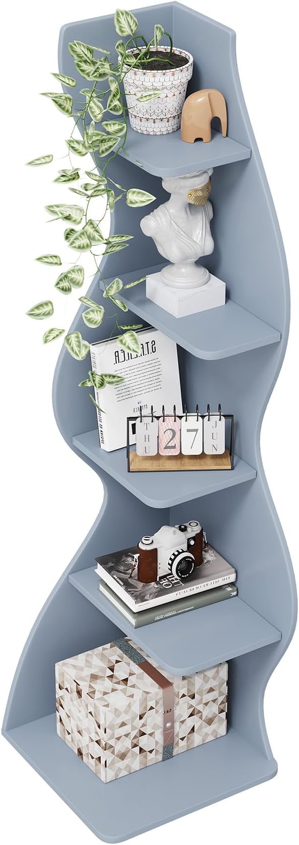 Tribesigns Corner Shelf, Modern 5-Tier Wall Corner Bookshelf, Stylish Corner - Image 9