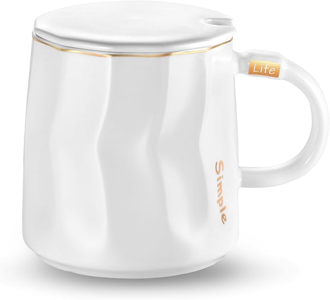 Flat Bottom Coffee Mug for Mug Warmer – 13.5 oz Ceramic Cup by KRGMNHR