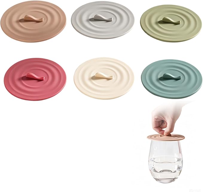 Silicone Cup Lids Silicone Cup Covers 6 Color Food Grade Anti-dust Airtight by QUANEISHA